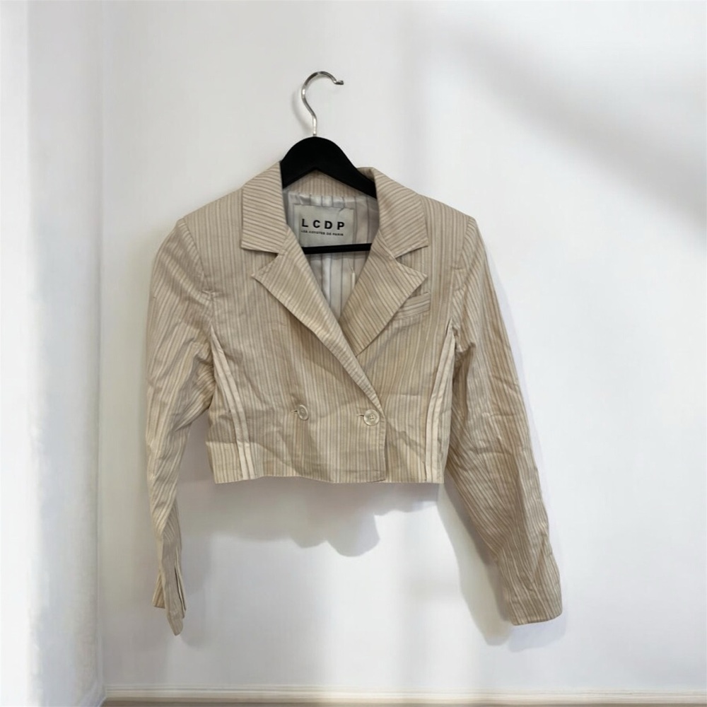 LCDP Women's Beige Pinstripe Blazer